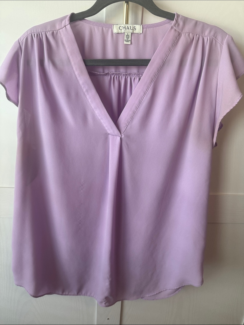 Chaus Lilac V-Neck Cap Sleeve Blouse